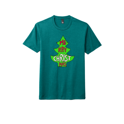  Merry Christmas T-Shirt Christmas Tree Cartoon Heathered teal District brand triblend